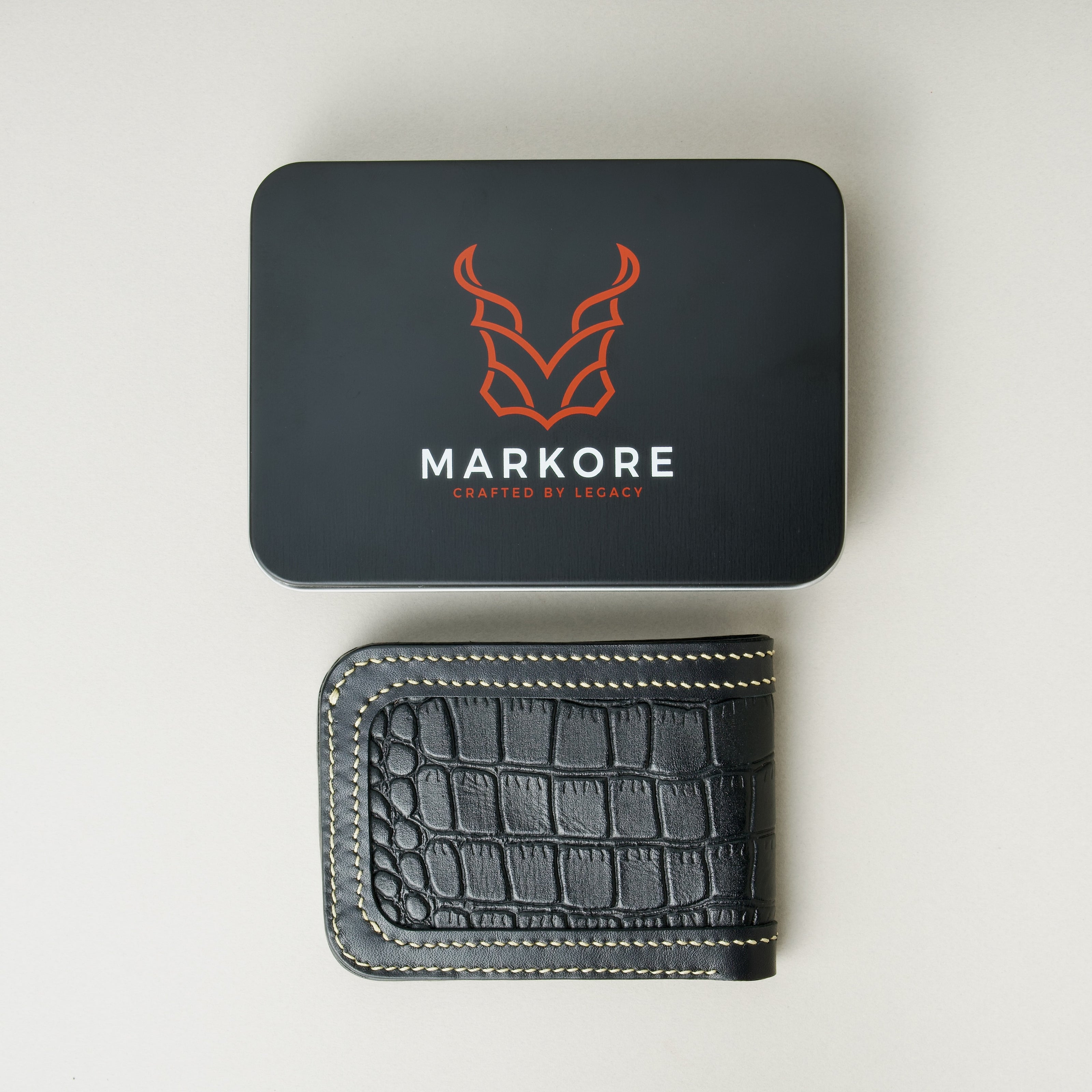 Indus Sultan | Klassische Faltbare Geldbörse aus Vollnarbenleder mit Krokoprägung