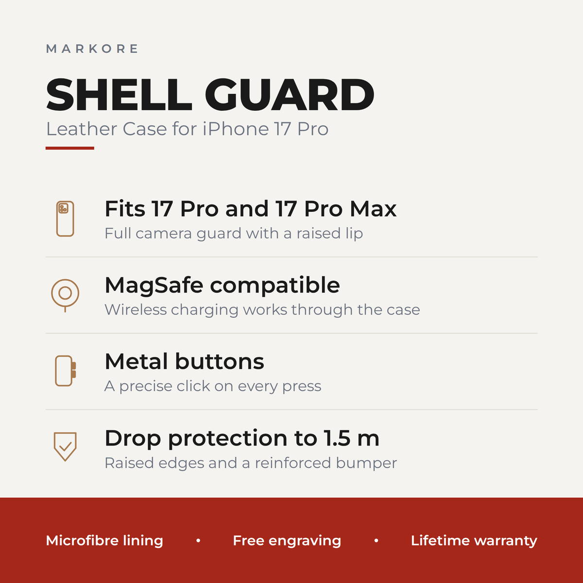 iPhone 17 Lederhülle – Kameraschutz rundum | Shell Guard
