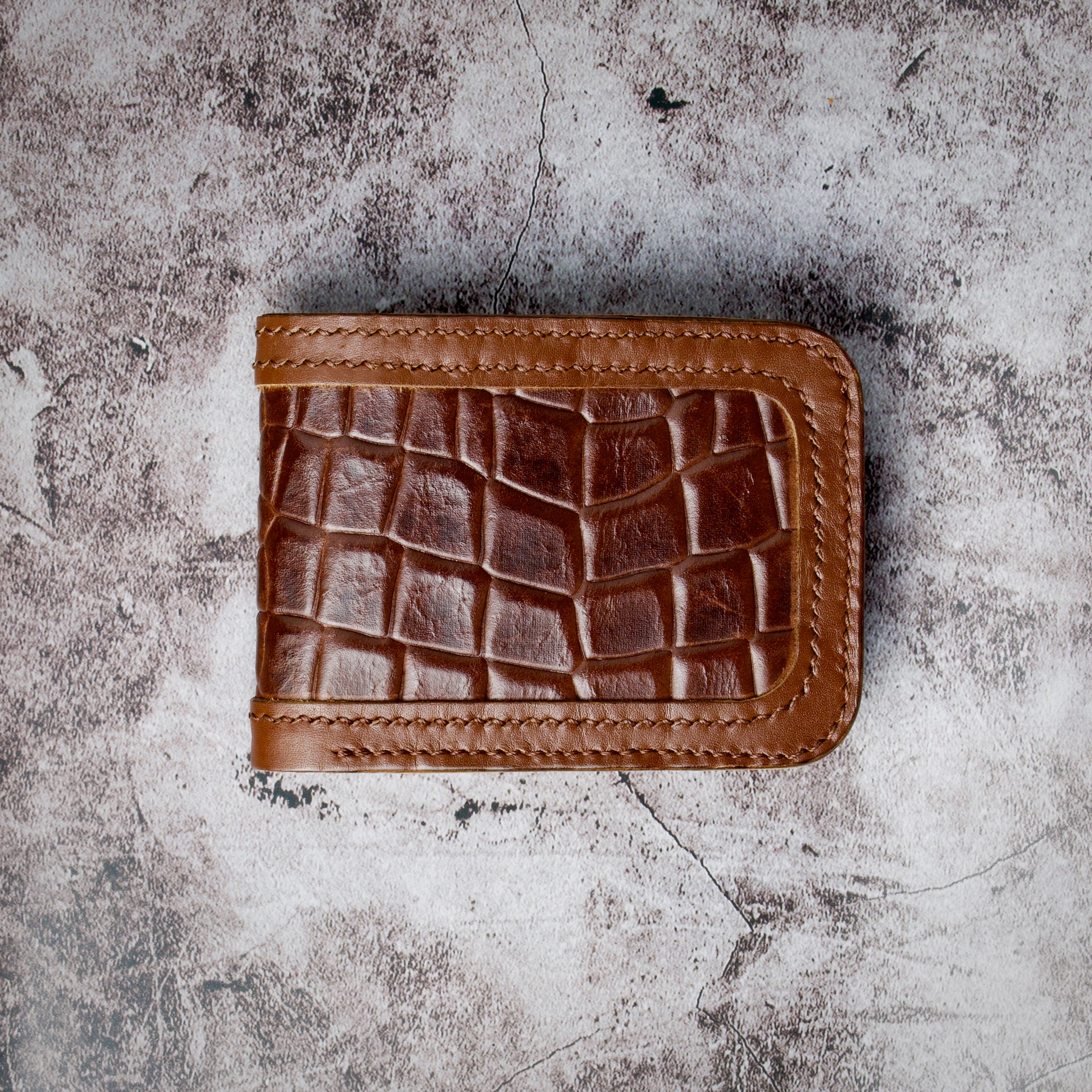 Indus Sultan | Klassische Faltbare Geldbörse aus Vollnarbenleder mit Krokoprägung